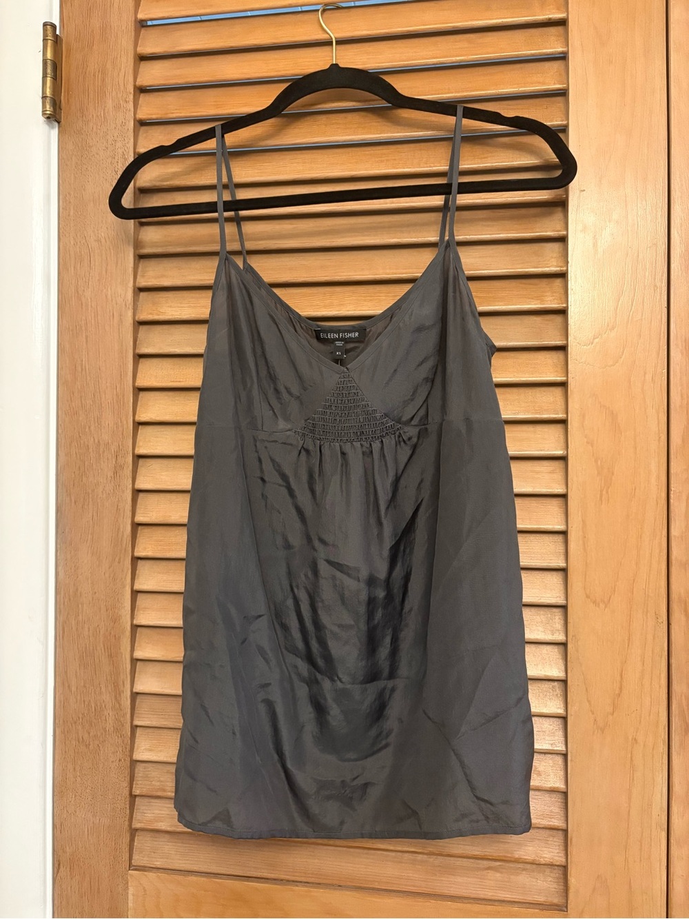 NWT Eileen Fisher Silk Habutai Camisole Tank Dark Grey Sz XS